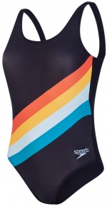Speedo Placement U-Back 1 Piece True Navy/Orange Fizz/Mango/Sky Blue/Blue Bay