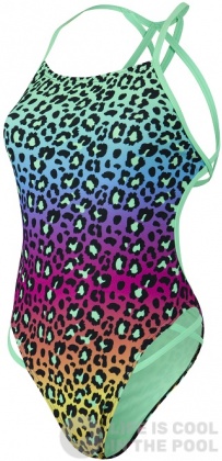 Speedo JungleGlare Placement Freestyler 1 Piece Green Glow/Black/Electric Pink/Mango/Blue