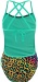 Speedo JungleGlare Placement Freestyler 1 Piece Green Glow/Black/Electric Pink/Mango/Blue