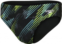 Men's swimsuit Speedo Allover 7cm Brief Black/Light Adriatic/Acid/USA Charcoal Men's swimsuit Speedo Allover 7cm Brief Black/Light Adriatic/Acid/USA Charcoal