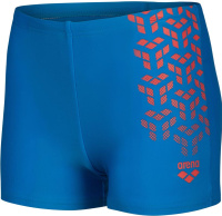 Arena Boys Kikko V Swim Short Graphic Blue China/Calypso Coral Arena Boys Kikko V Swim Short Graphic Blue China/Calypso Coral