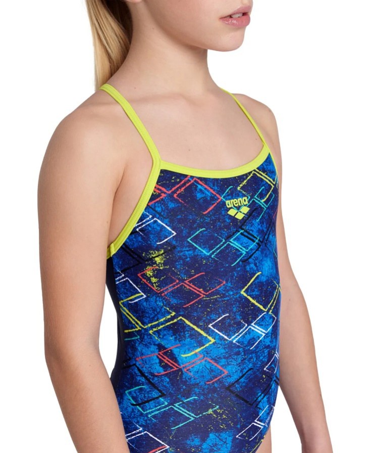 Arena Daly Swimsuit Light Drop Back Girls Navy Soft Green/Navy Multi