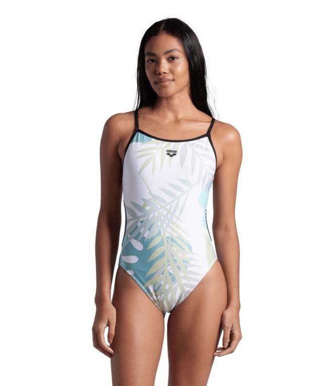 Arena Light Floral Swimsuit Lace Back Black/White Multi 