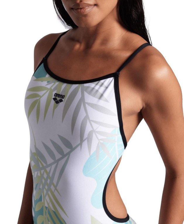 Arena Light Floral Swimsuit Lace Back Black/White Multi 