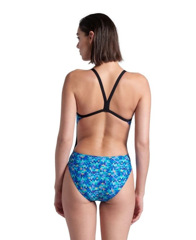 Arena Pooltiles Swimsuit Challenge Back Black/Blue Multi