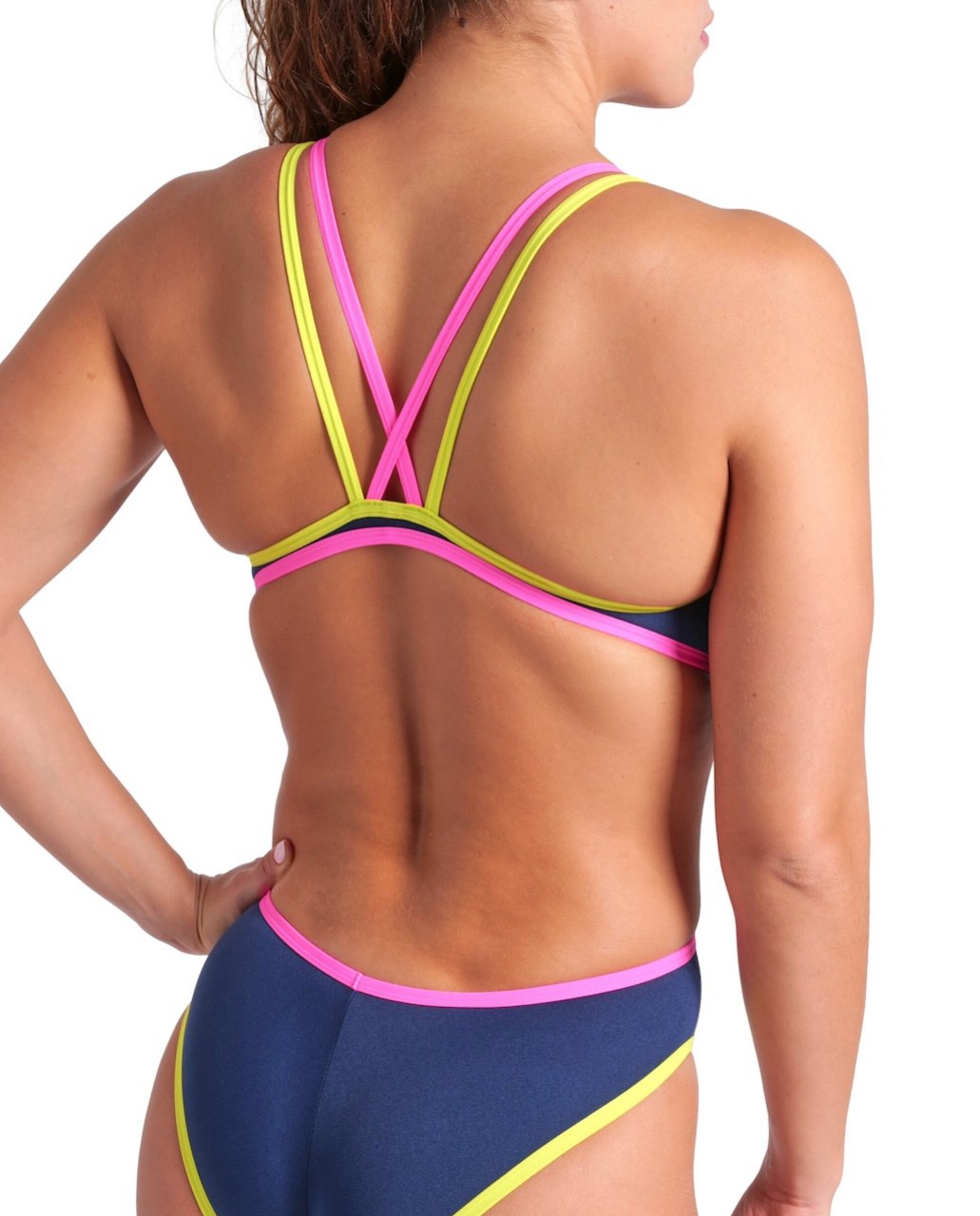 Arena One Women's Double Cross Back Navy Fluo/Soft Green