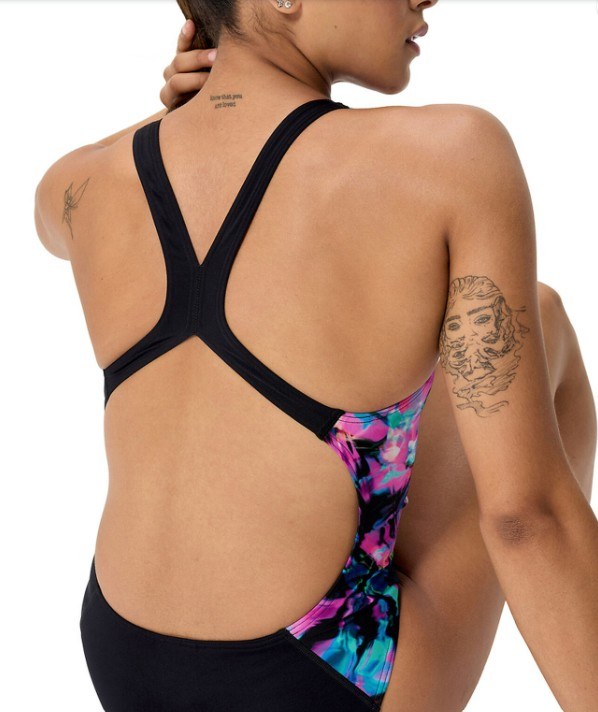 Speedo Printed Powerback One Piece Glitchy Garden/Black